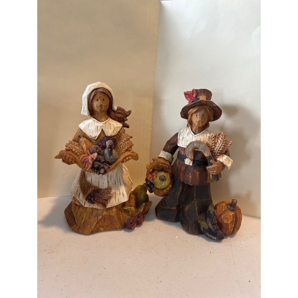 Ganz Pilgrim Couple Thanksgiving Harvest Figurines Set of 2 EG8881 Autumn Decor